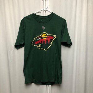 NHL Minnesota Wild T Shirt Mens Size Medium JT Brown 23 Green Cotton Hockey NEW